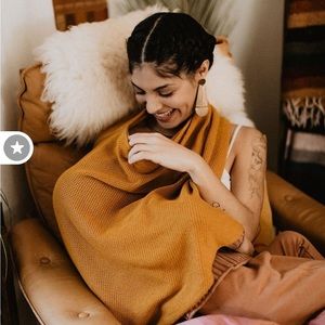 Cozy Mustard Knit Shawl